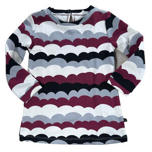 Carlijnq Long Sleeve Dress Girls 2/3 Red/Black/White Cloud Print Organic New
